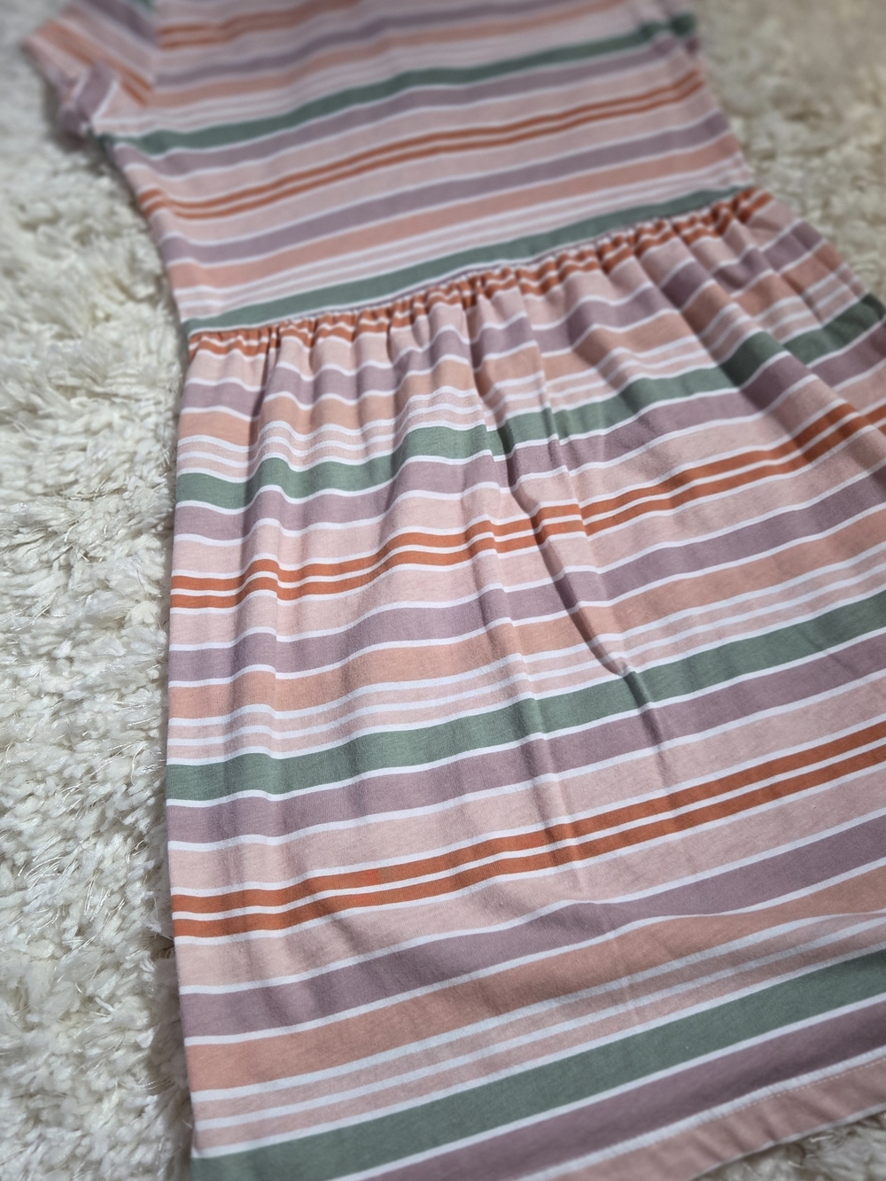 Carter's White and Orange Striped Knit Dress